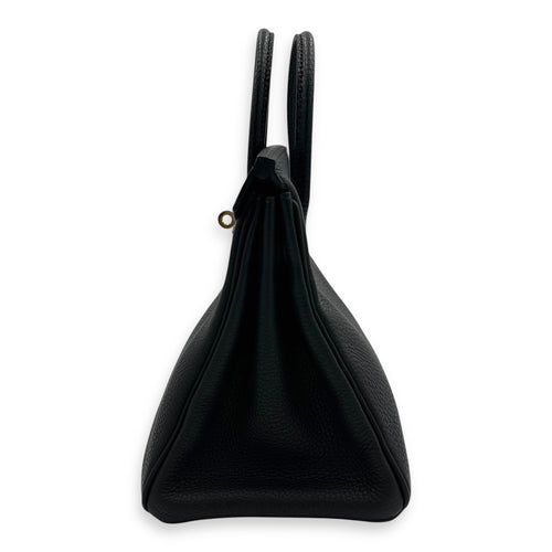 Hermès Birkin Noir Top Handle Bag in Togo & Lizard, Gold hardware_4