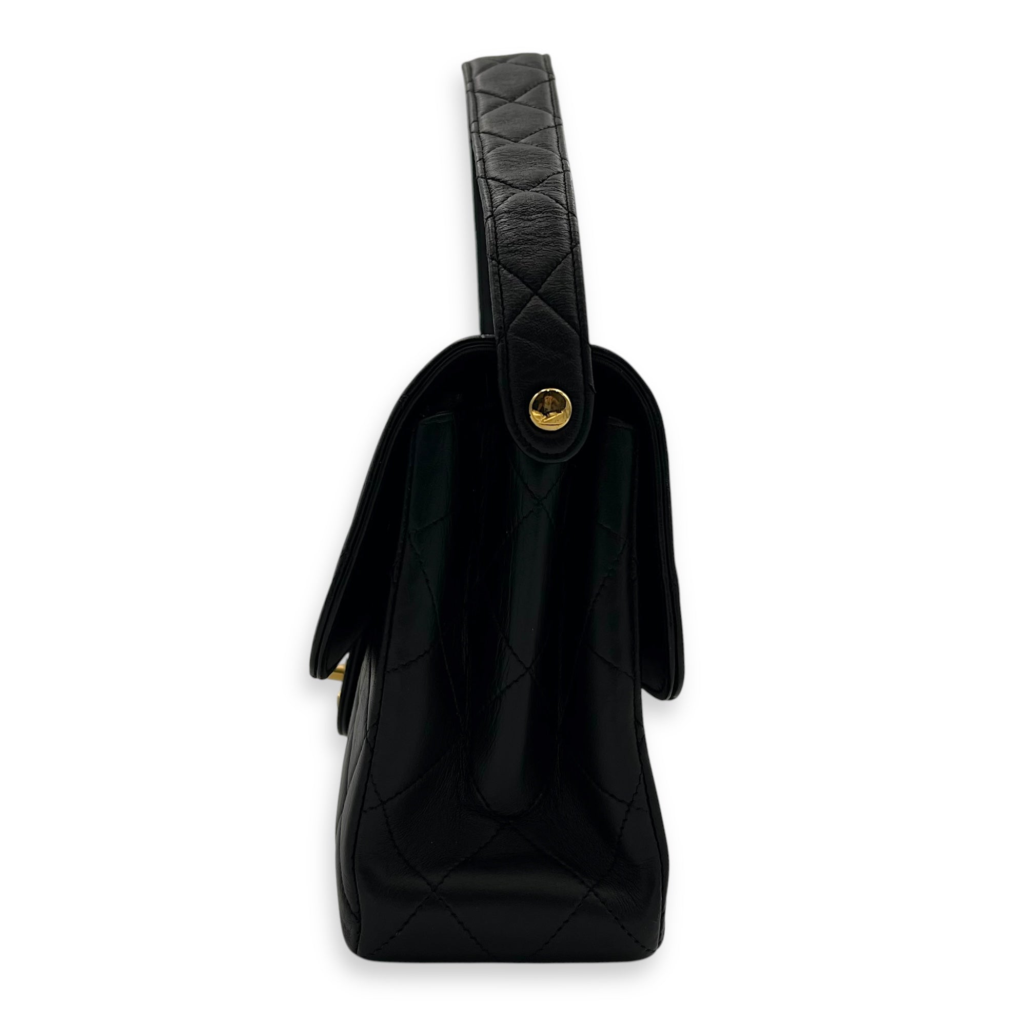 Chanel Vintage Double Face Flap Top Handle Bag Black in Calfskin, Gold hardware_4