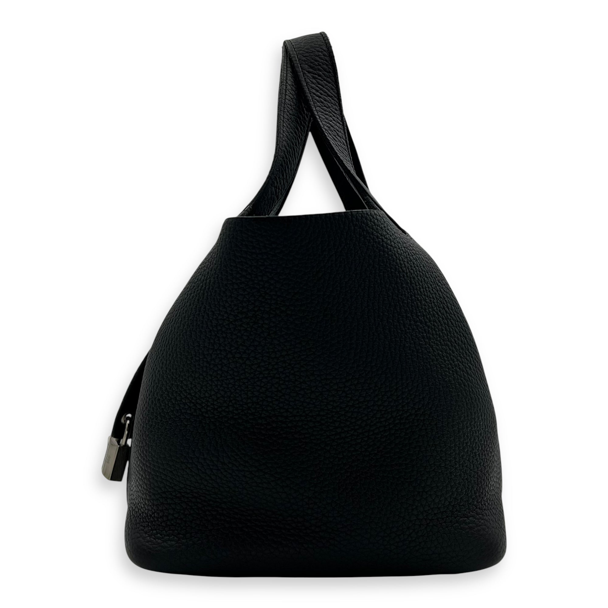 Hermès Picotin Noir in Clemence, Palladium hardware_4
