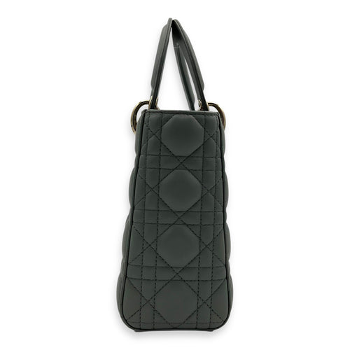 Dior Lady Dior Top Handle Bag Small Green in Lambskin, Gold hardware_4