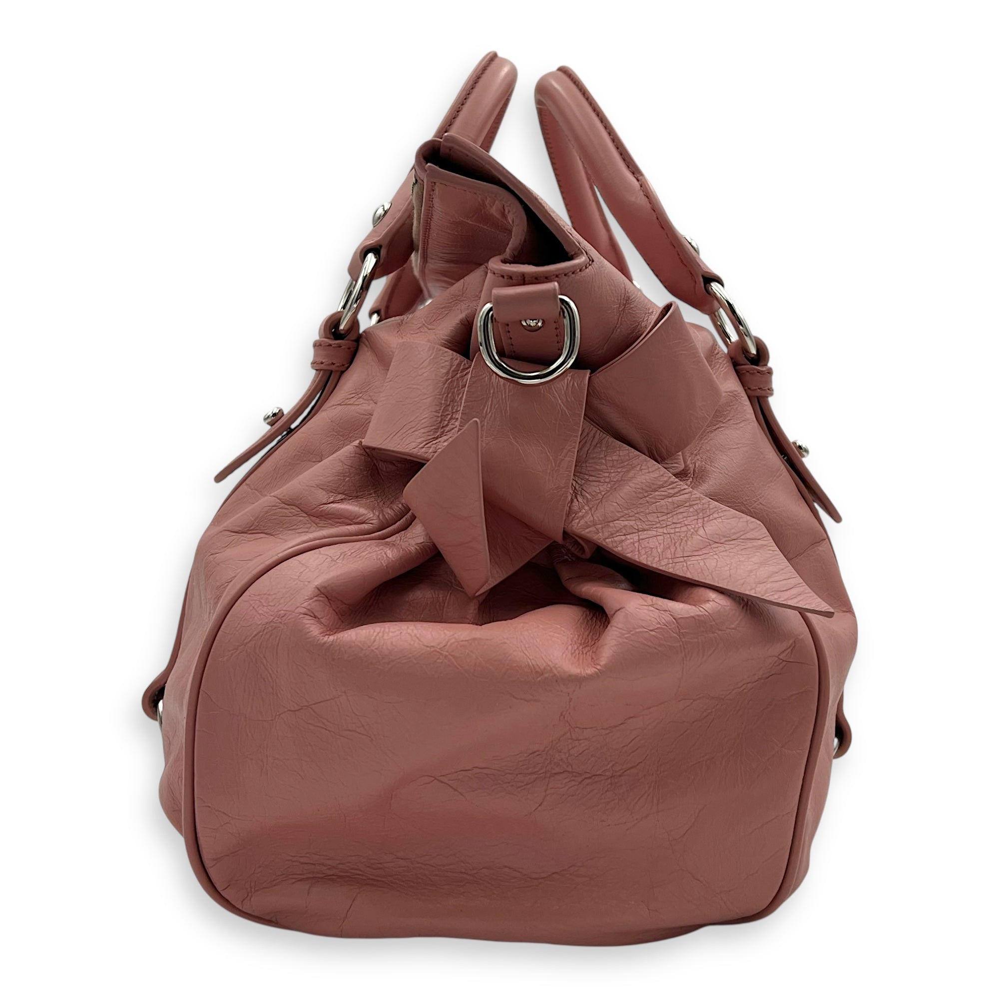 Miu Miu 2 way bag Top Handle Bag Pink in Goat Leather, Silver hardware_4