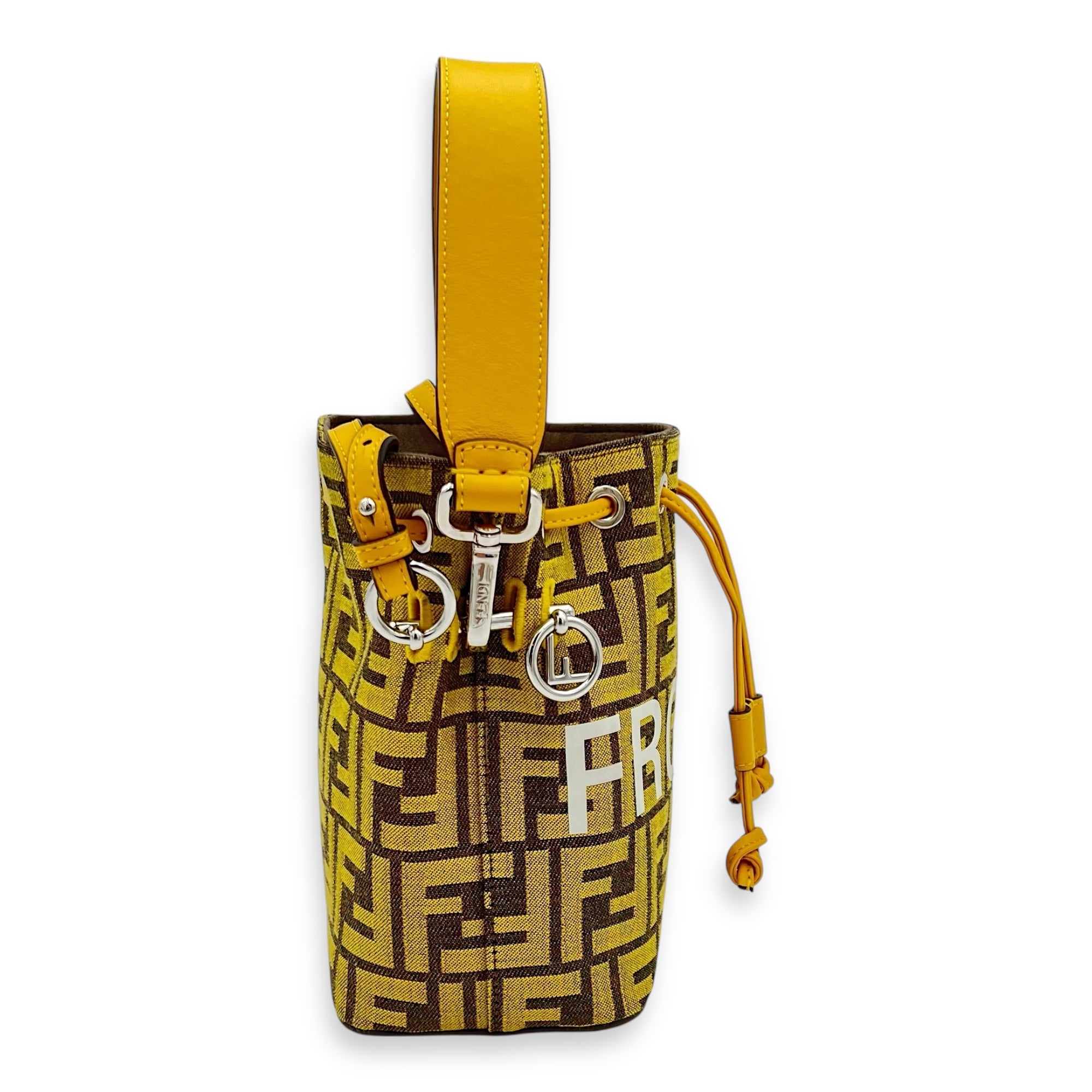 Fendi Mon Tresor Bucket Bag Yellow in Canvas, Silver hardware_3