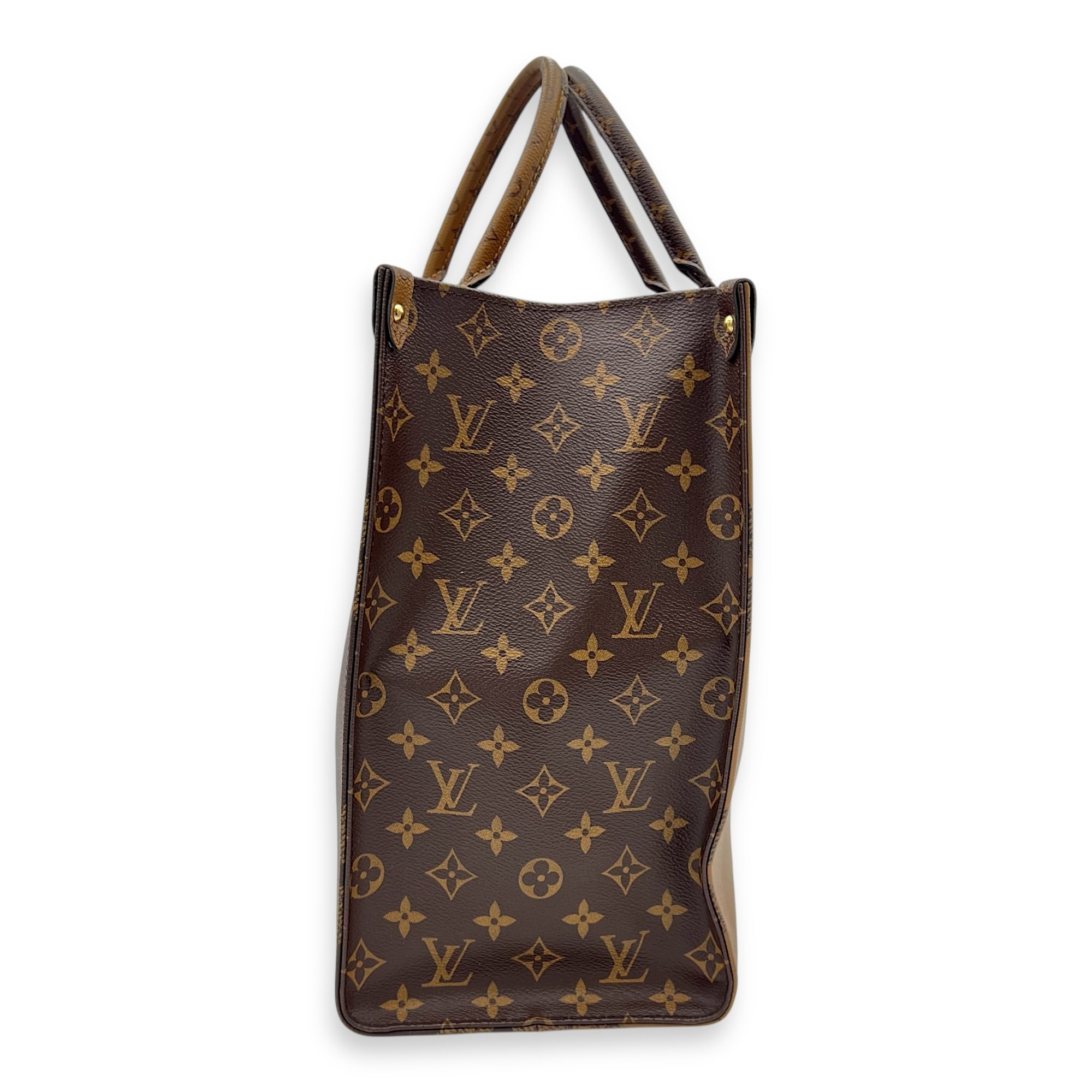 Louis Vuitton OnTheGo Tote Bag GM Brown in Monogram Coated Canvas, Gold hardware_5