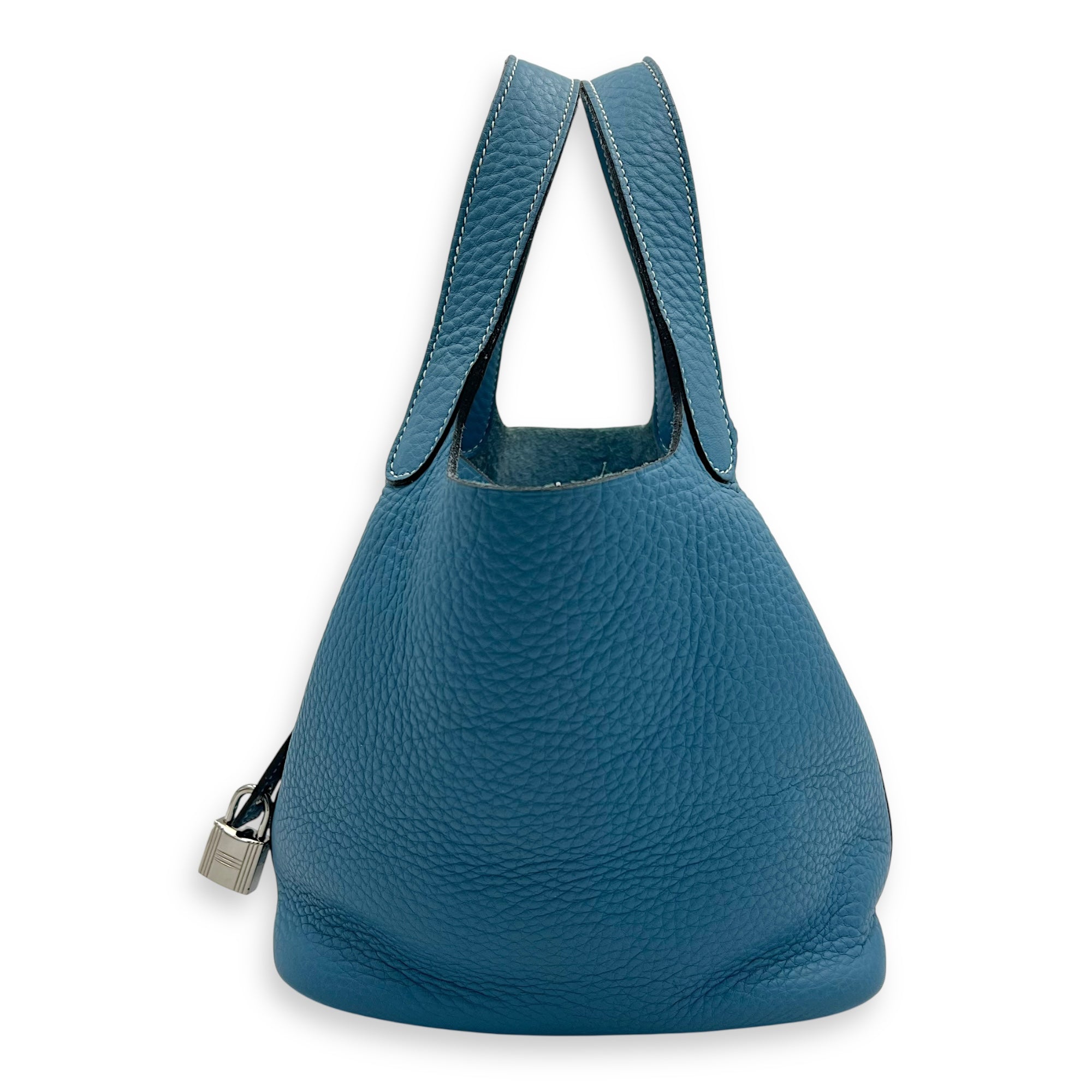 Hermès Picotin 18 Blue Jean Top Handle Bag in Clemence, Palladium hardware_5