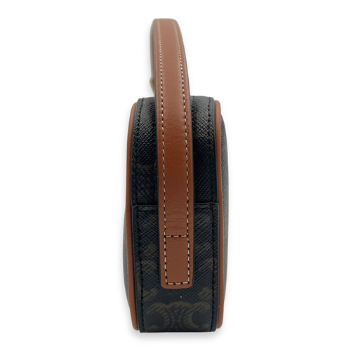 Celine Triomphe Shoulder Bag Brown in Coated Canvas, Gold hardware_6