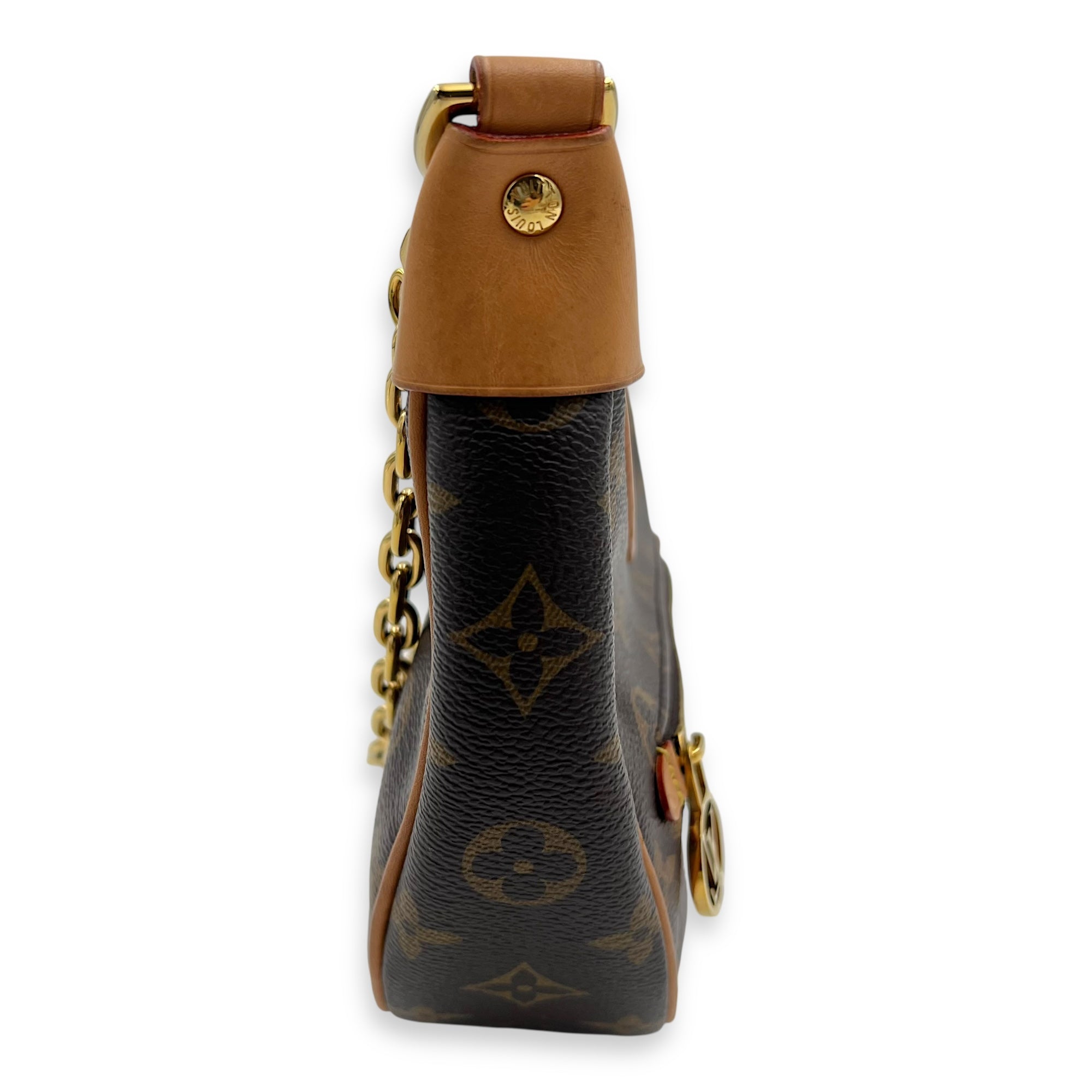 Louis Vuitton Looping Shoulder Bag Brown in Monogram Coated Canvas, Gold hardware_6
