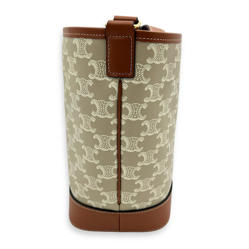 Celine Triomphe Bucket Bag Grey in Coated Canvas, Gold hardware_2