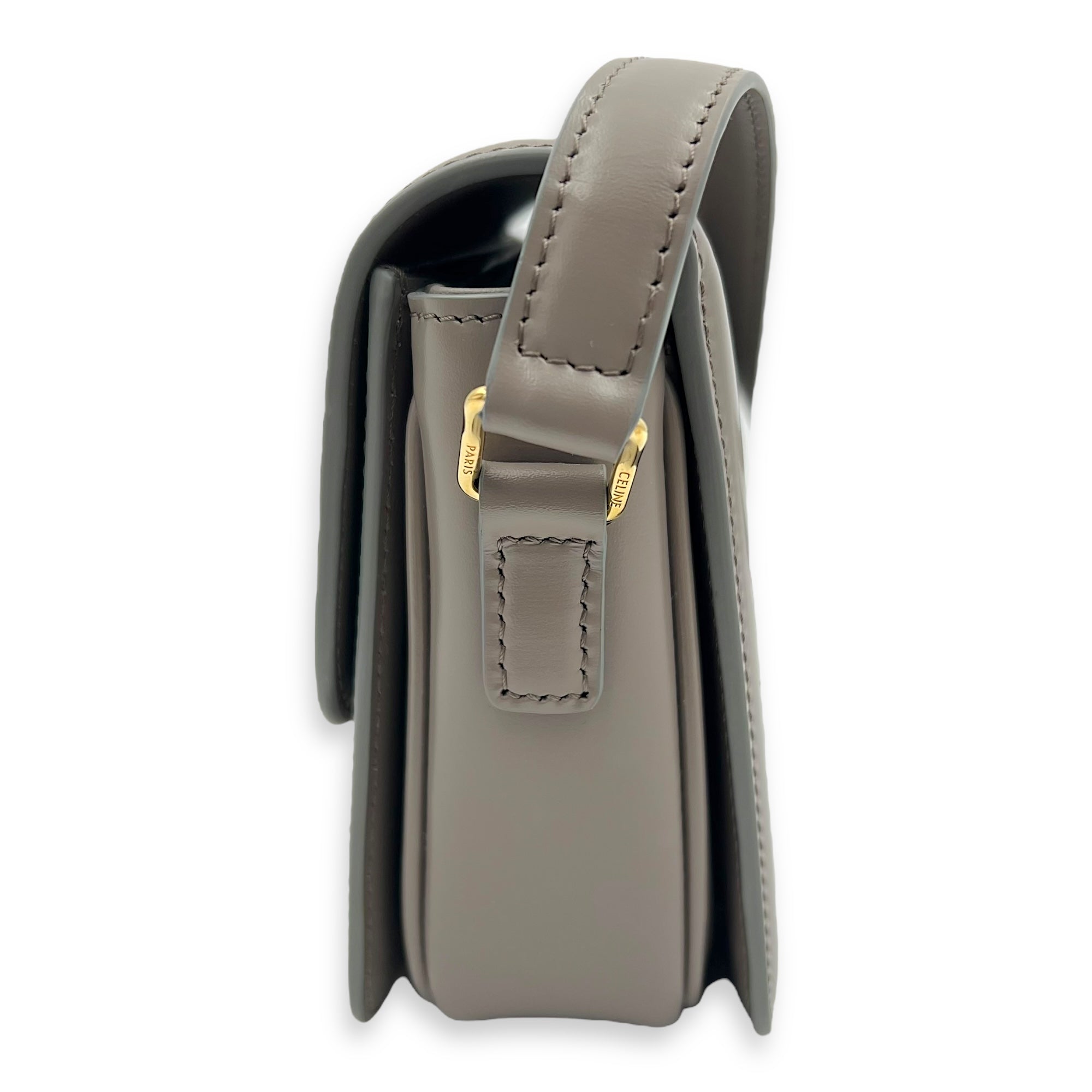 Celine Triomphe Crossbody Bag teen Grey in Calfskin, Gold hardware_4