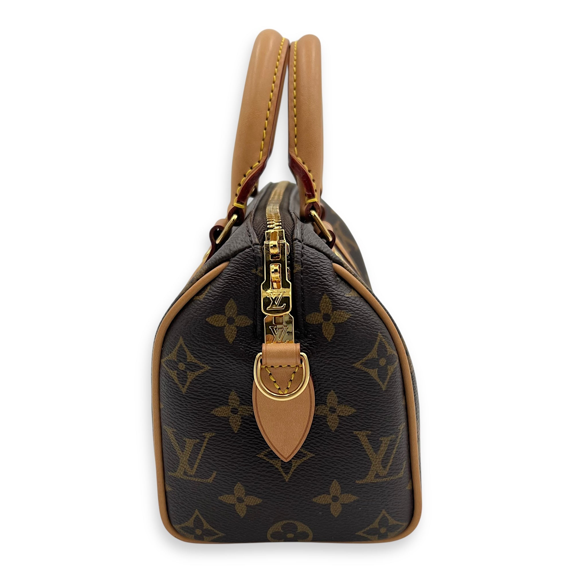 Louis Vuitton Speedy Bandouliere 20 Brown Top Handle Bag in Monogram Coated Canvas, Gold hardware_4