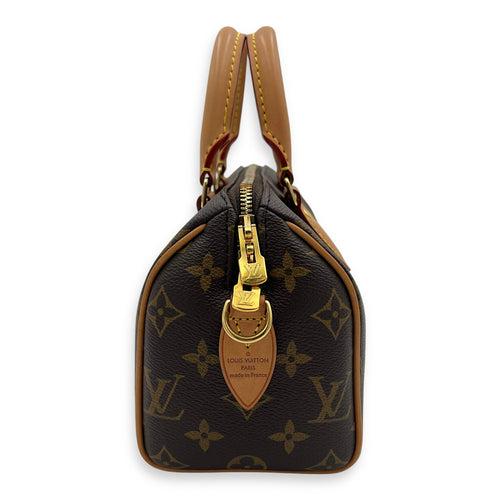 Louis Vuitton Speedy Bandouliere 20 Brown Top Handle Bag in Monogram Coated Canvas, Gold hardware_2