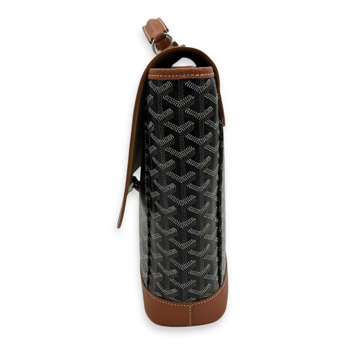 Goyard Citadine PM Brown Top Handle Bag in Coated Canvas, Silver hardware_4