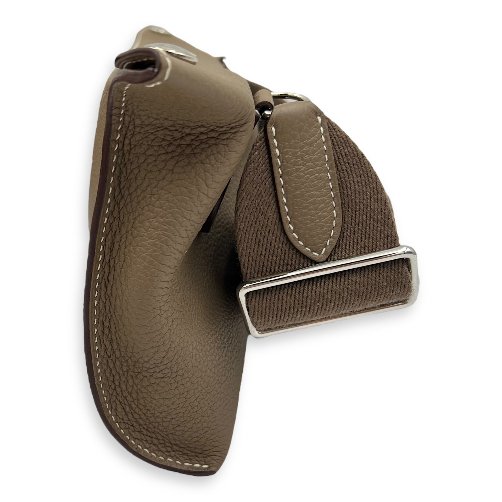 Hermès Videpoches Etoupe Crossbody Bag in Togo, Palladium hardware_5
