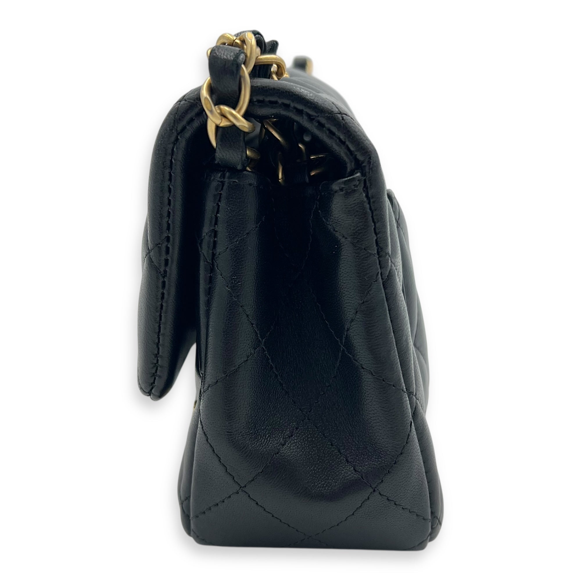 Chanel Lucky Charm Classic Mini Black Shoulder Bag in Lambskin, Mixed hardware_4