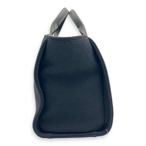 Chanel Deauville Tote Bag Black in Canvas, Gold hardware_3