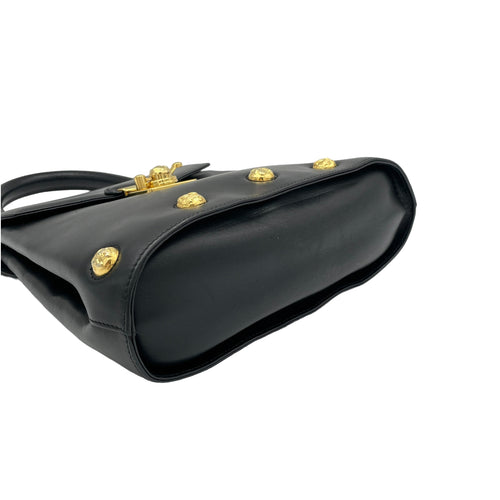 Las mejores S Black Top Handle Bag in Calfskin, Gold hardware