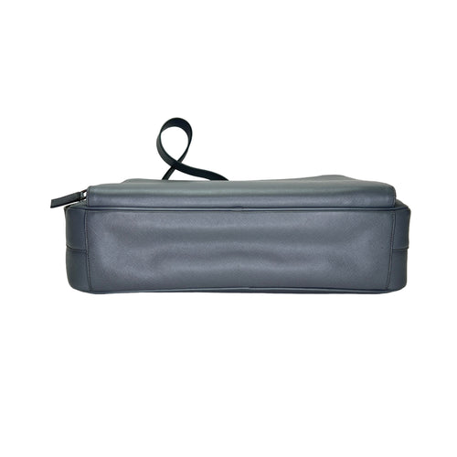 Travel Messenger Grey Messenger Bag in Saffiano Leather, Silver hardware