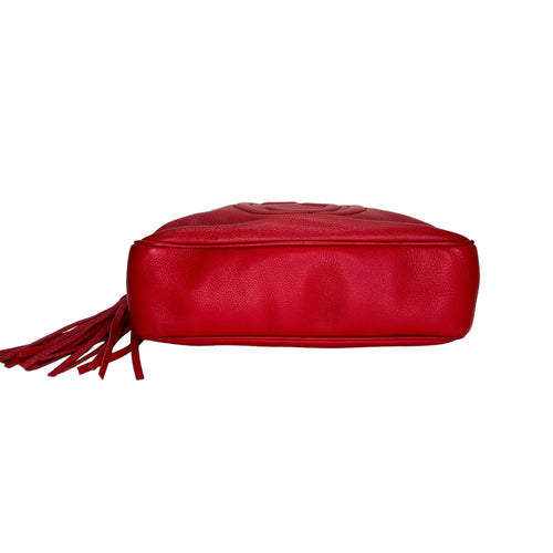 Soho Chain Red Shoulder Bag in Calfskin, Light Gold hardware