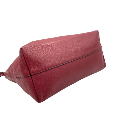 Two-Way Red Top Handle Bag in Calfskin, Sliver hardware