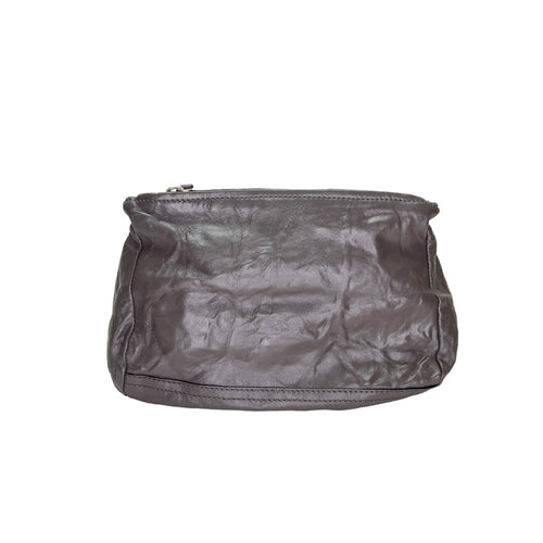 Pandora Small Grey Shoulder Bag in Calfskin, Silver hardware