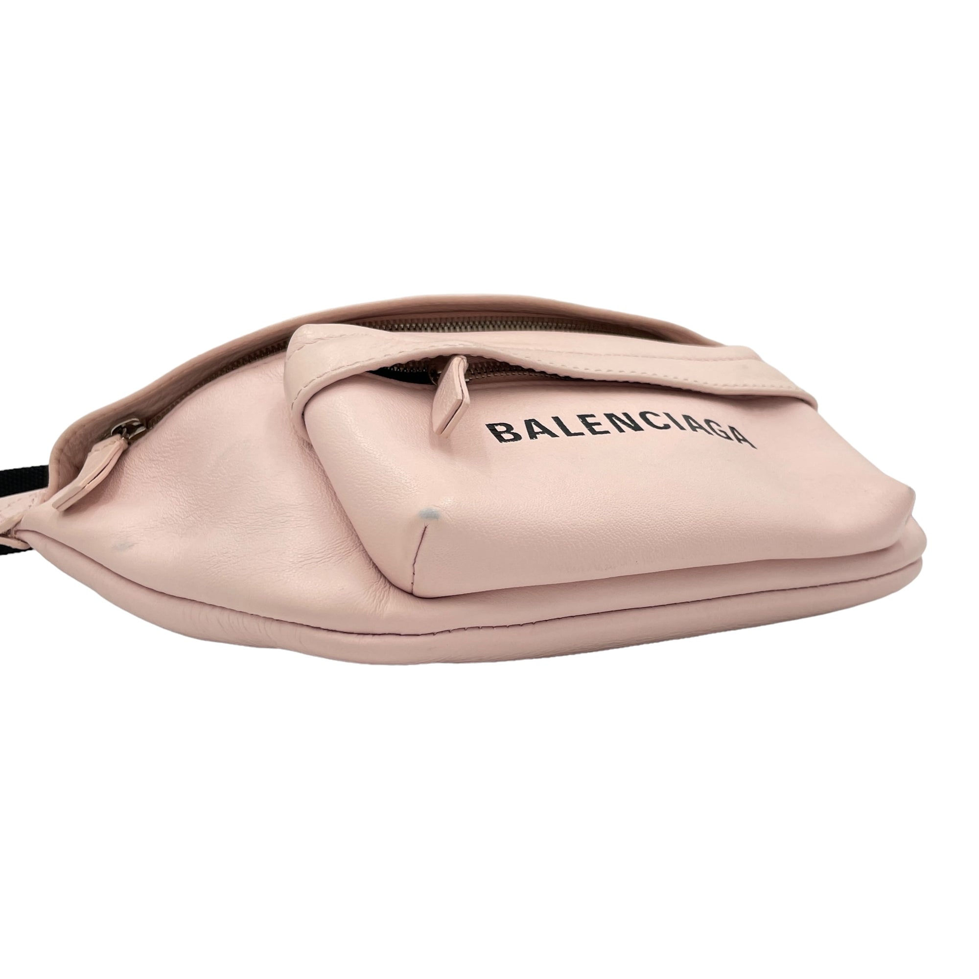 Logo NA Belt Bag Pink in Calfskin, Silver