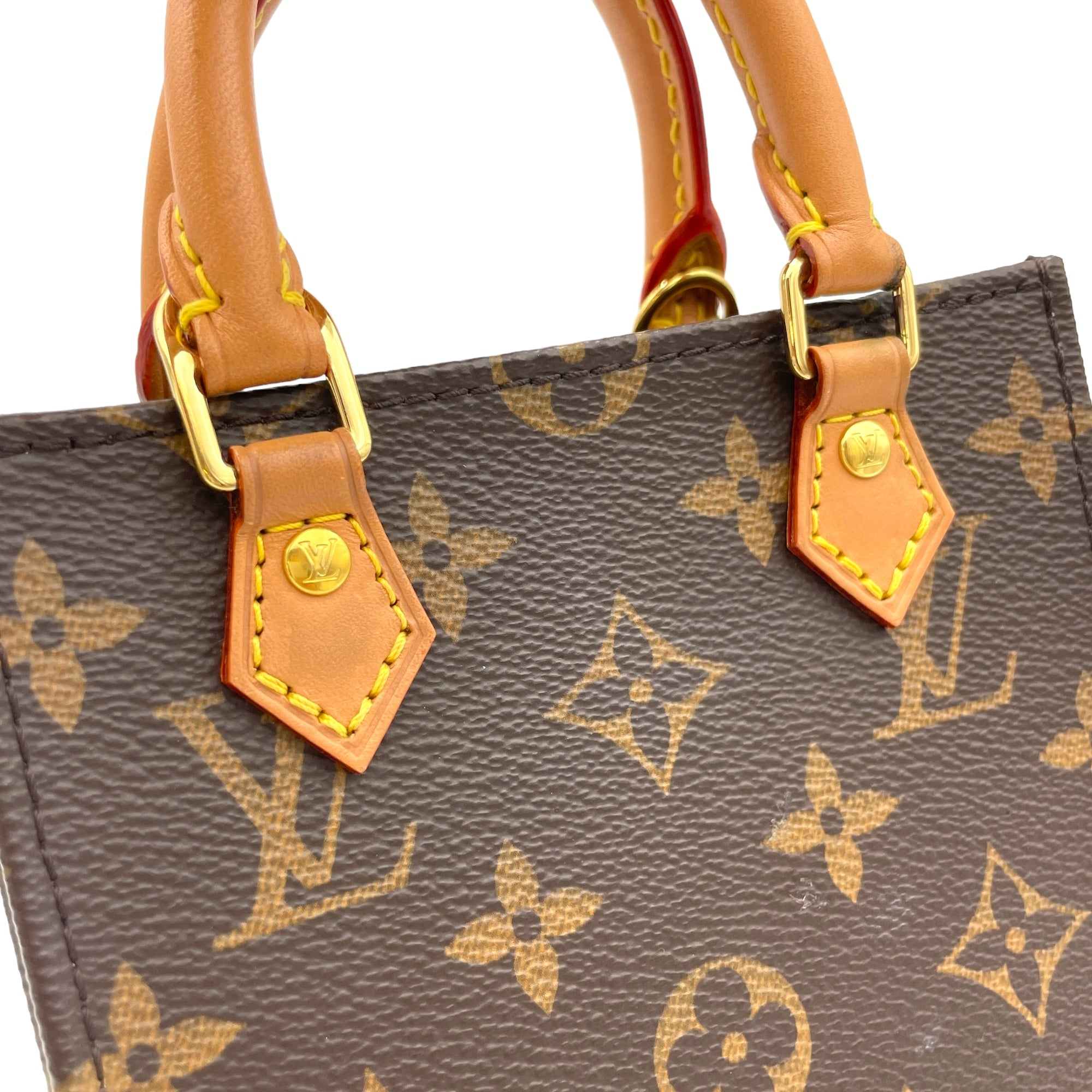 Sac Plat Top handle Bag in Monogram Coated Canvas   Gold hardware