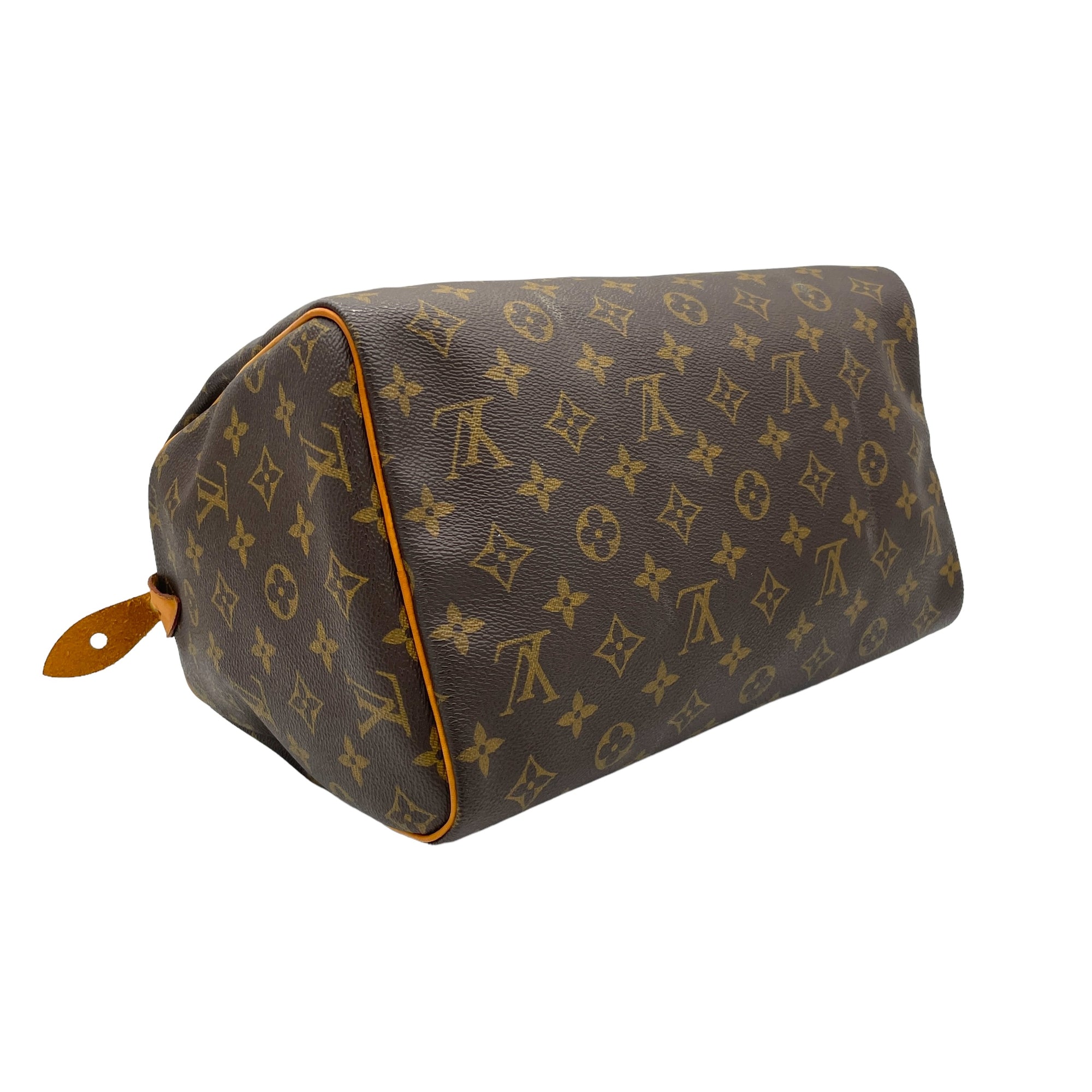 Speedy 30 Brown Top Handle Bag in Monogram Coated Canvas, Gold hardware