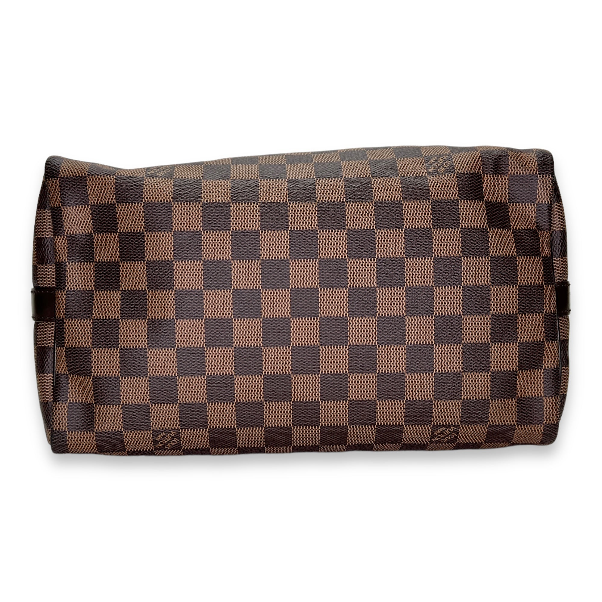 Louis Vuitton Speedy Bandouliere 30 Damier Ebene Top Handle Bag in Coated Canvas Gold hardware Singapore