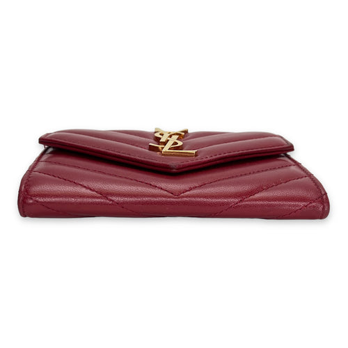 Cassandre Red Wallet in Lambskin, Gold hardware