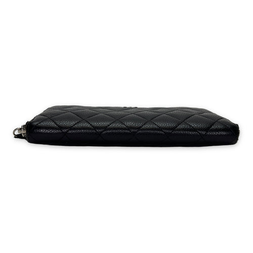 Others Long Black Wallet in Caviar Leather, Silver hardware