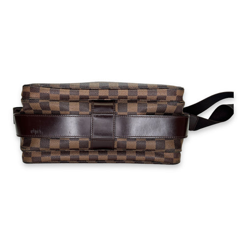 Naviglio Damier Ebene Messenger in Coated Canvas, Gold hardware