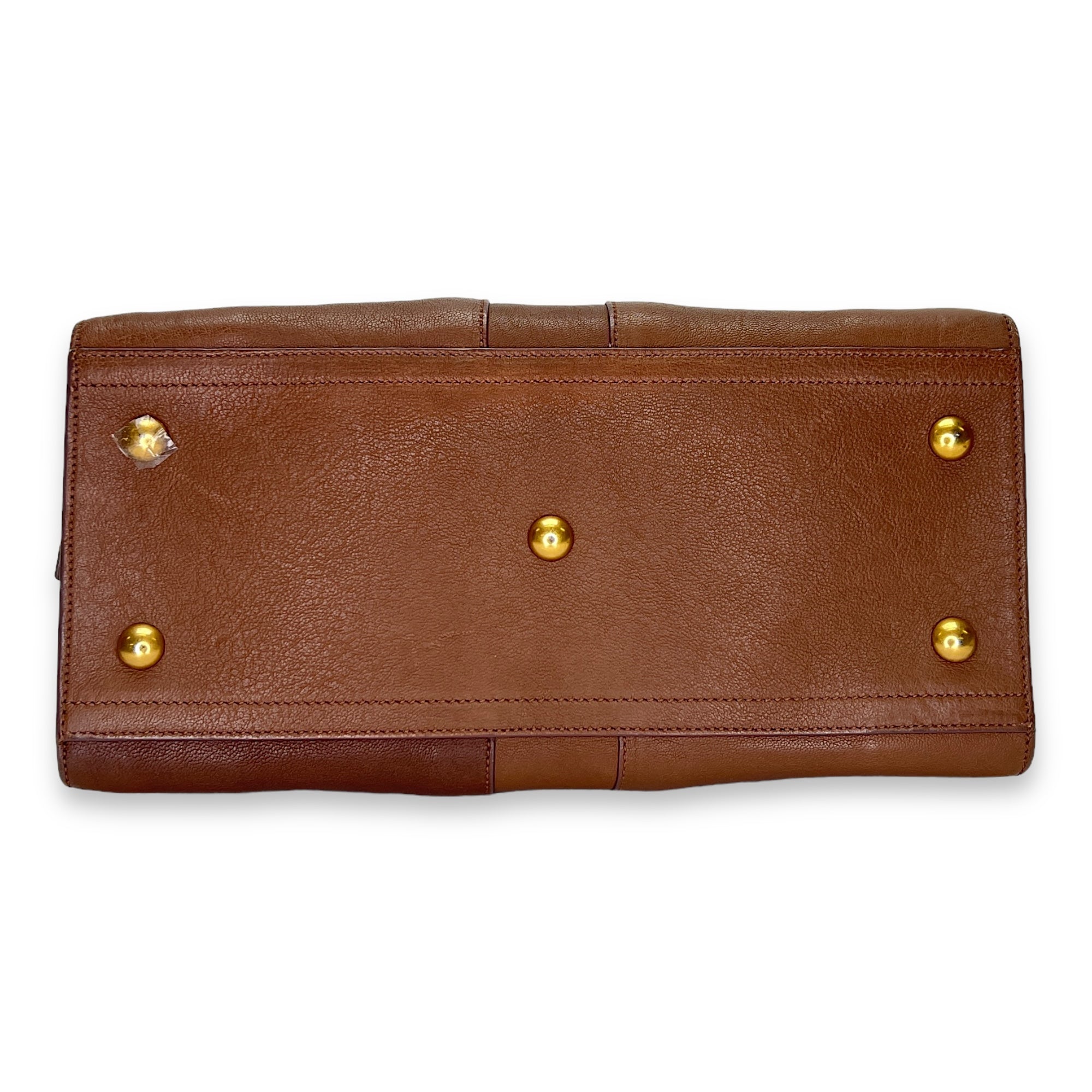 Cabas Chyc Ligne Small Brown Top Handle Bag in Calfskin, Gold hardware