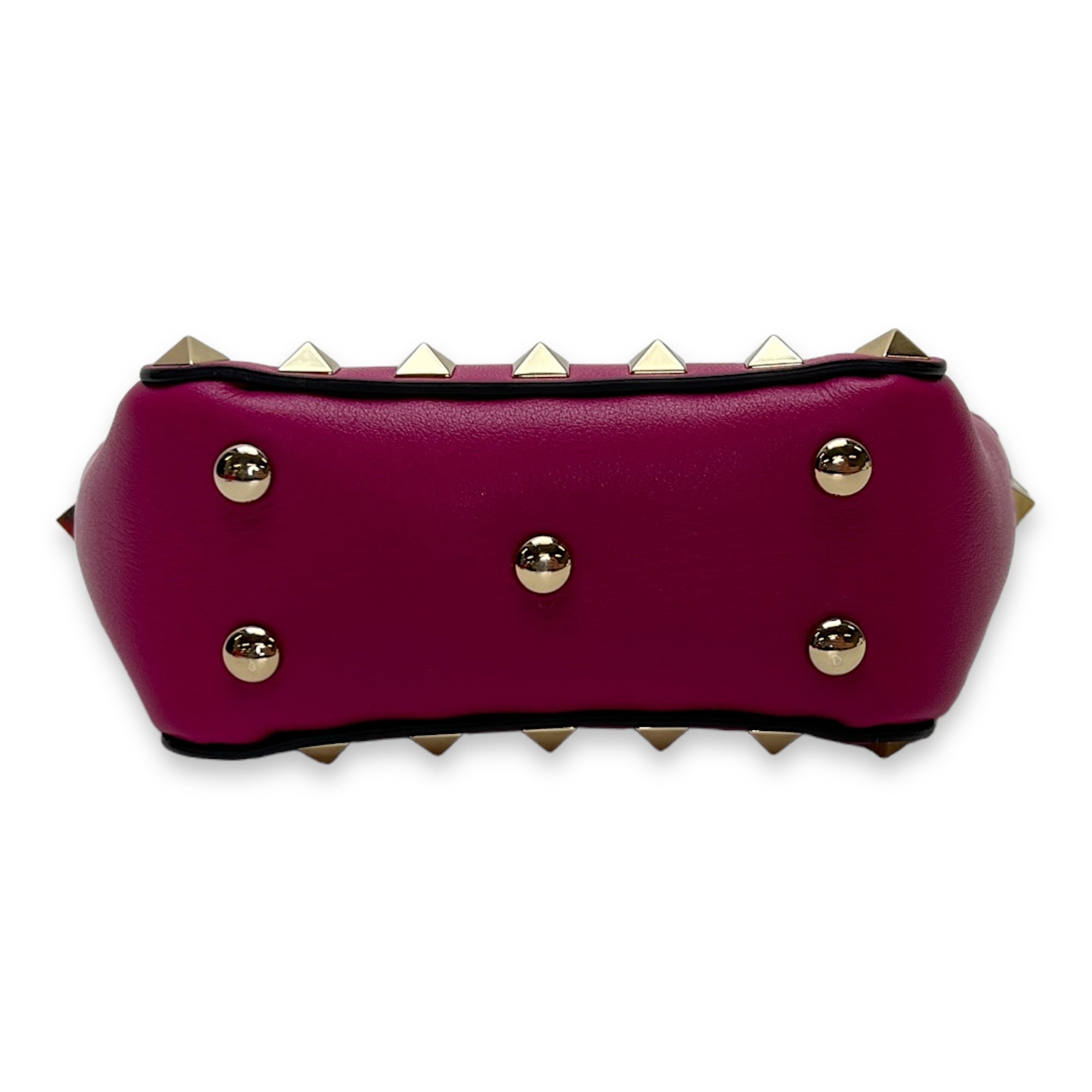 Rockstud Micro Pink Top Handle Bag in Calfskin, Gold hardware