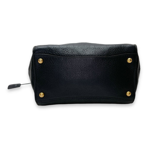 Logo Top handle Bag  Black in Calfskin , Gold Hardware