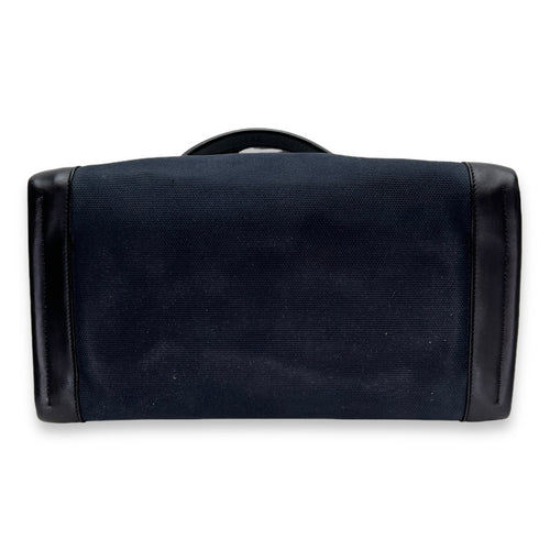 Gancini Navy Top Handle Bag in Canvas, Silver hardware