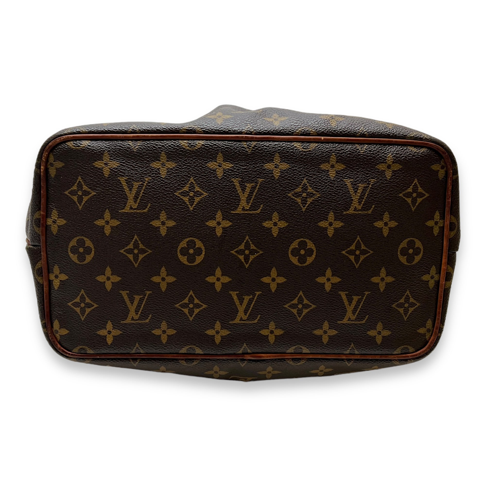 Palermo PM Brown Top Handle Bag in Monogram Coated Canvas, Gold hardware