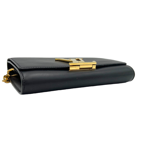 Louise Crossbody Bag  Black in Calfskin , Gold Hardware