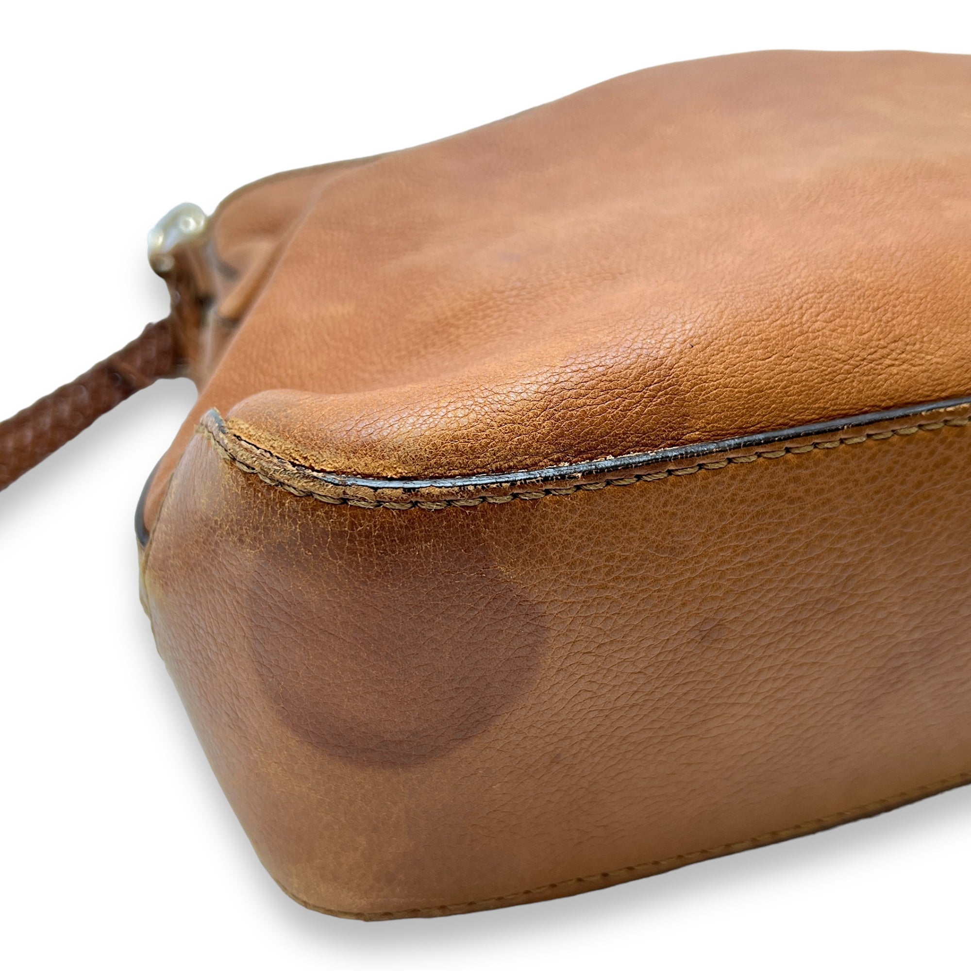 Marrakech Hobo Shoulder Bag Brown in Calfskin, Gold hardware