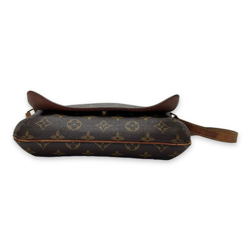 Musette Tango Brown Shoulder Bag in Monogram Coated Canvas, Gold hardware