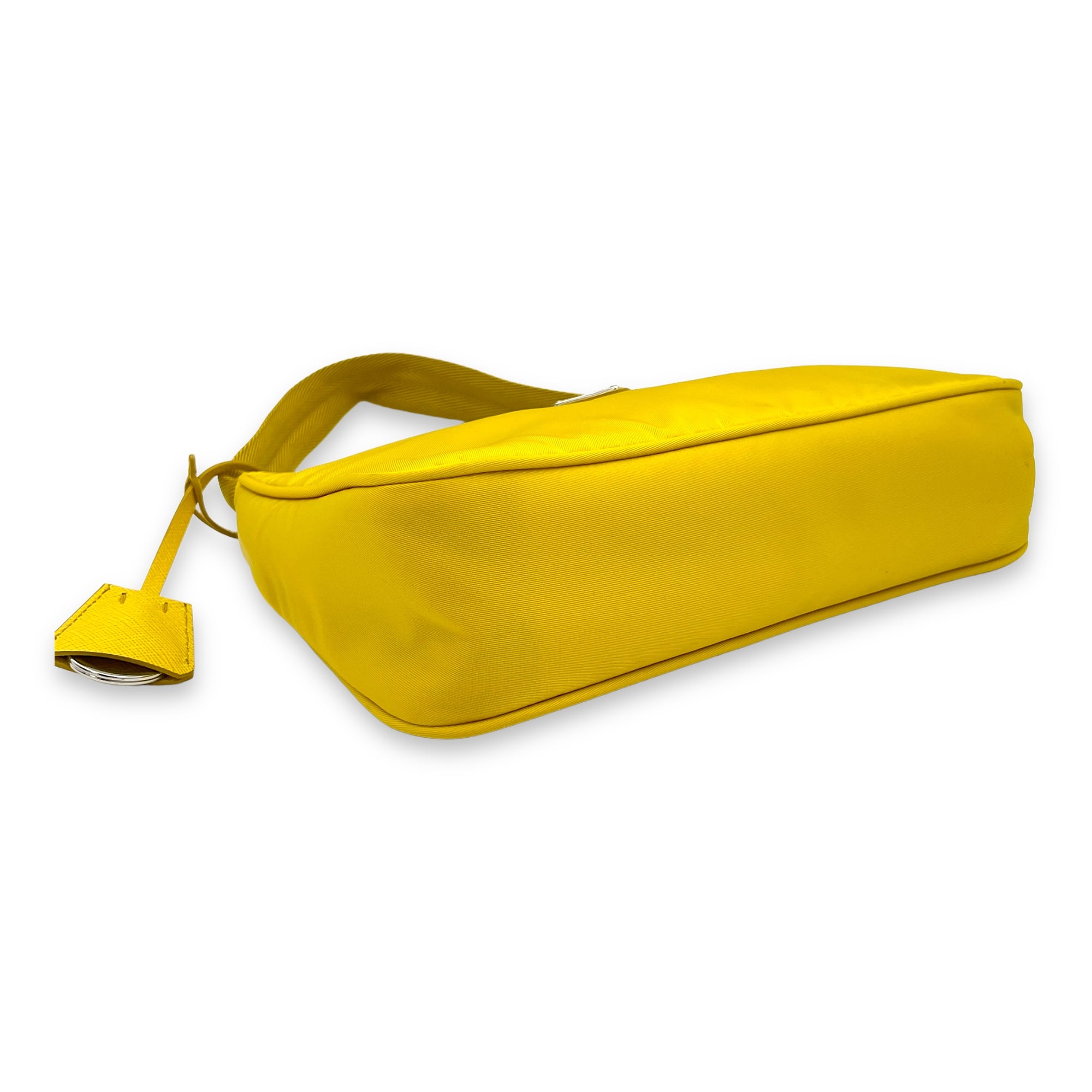 Re-Edition 2000 Yellow Shoulder Bag in Re-Nylon, Silver hardware