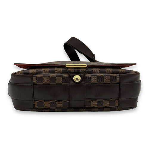 Bastille Messenger Bag Damier Ebene in Coated Canvas, Gold hardware