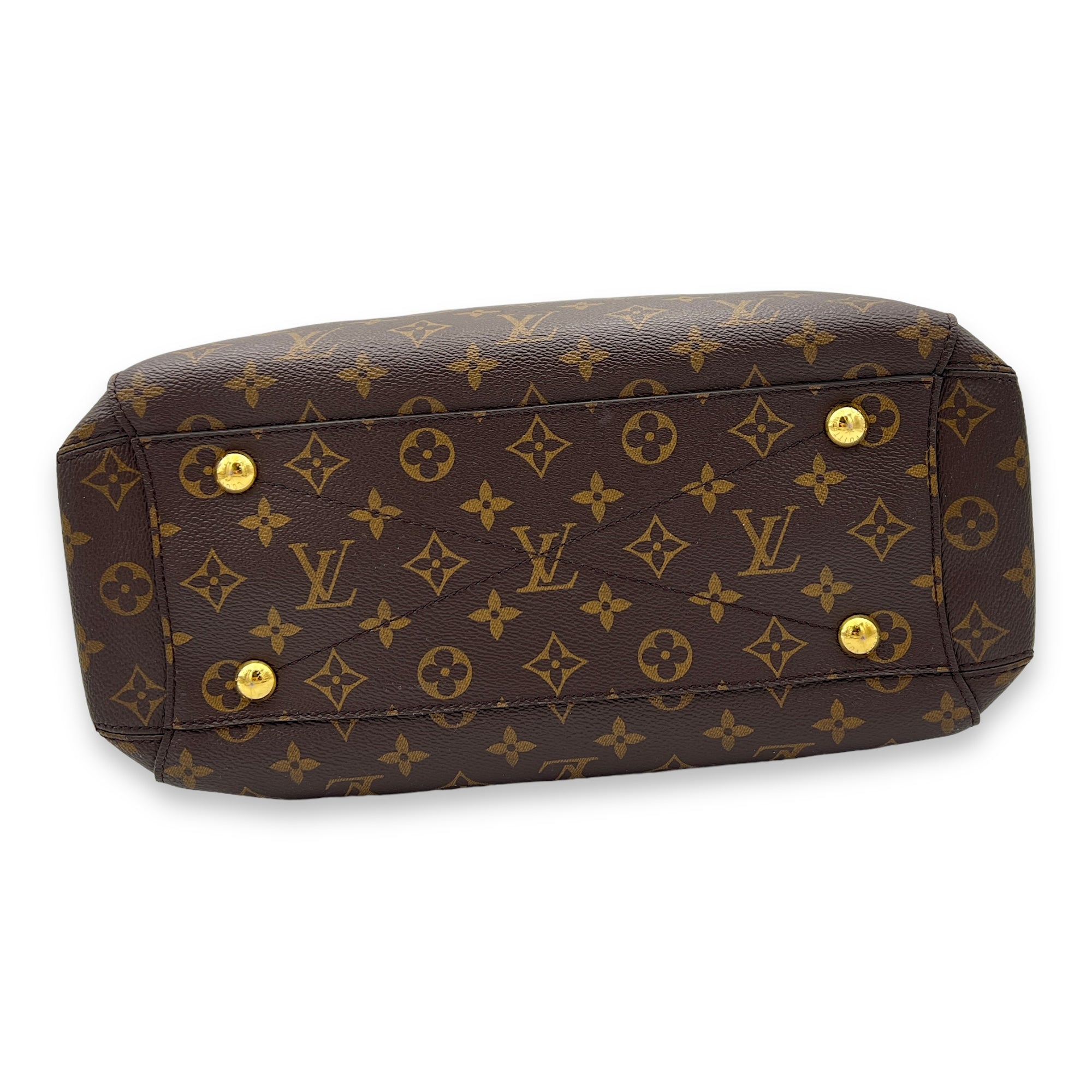 Montaigne Brown Top Handle Bag in Monogram Coated Canvas, Gold hardware