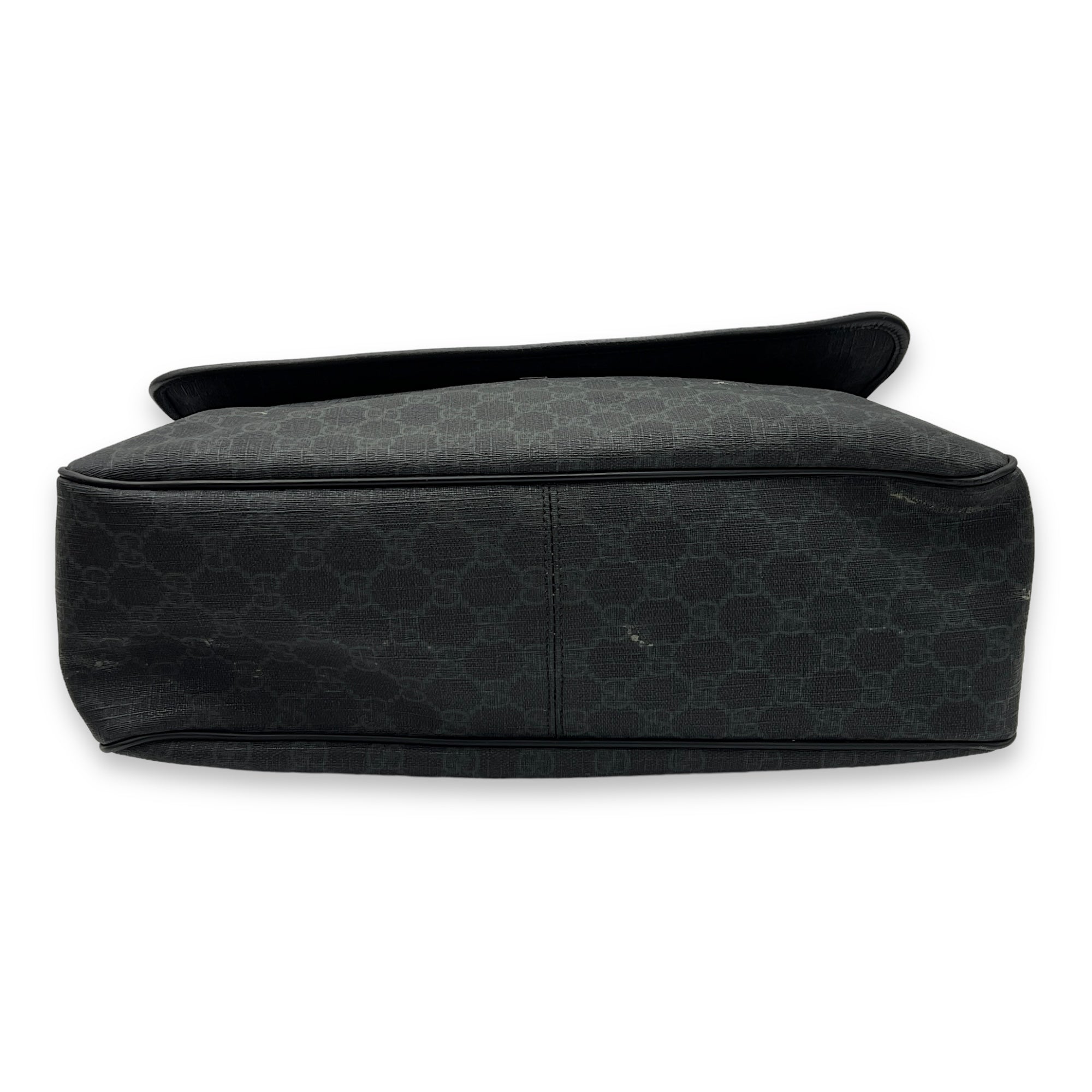 GG Supreme Black Messenger in Monogram Coated Canvas, Silver hardware