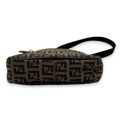 Zucca Brown Crossbody Bag in Jacquard, Gold hardware