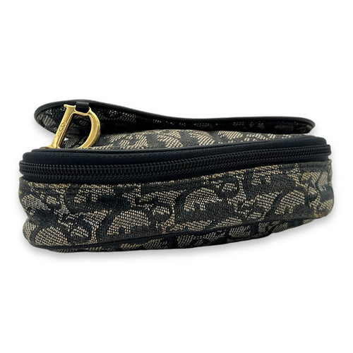 Saddle Pouch Blue in Jacquard, Gold hardware