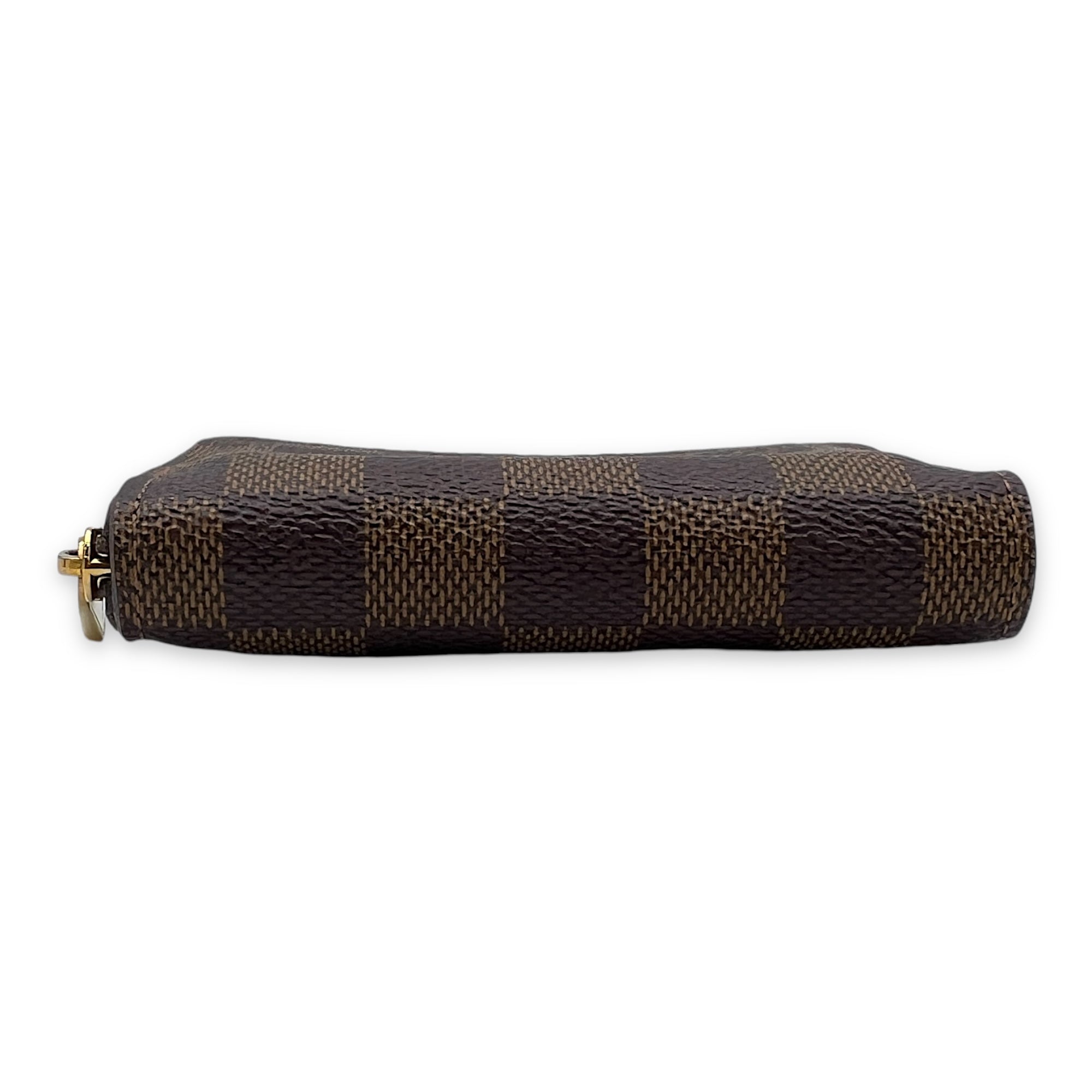 Zippy Compact Damier Ebene Wallet in Coated Canvas, Gold hardware