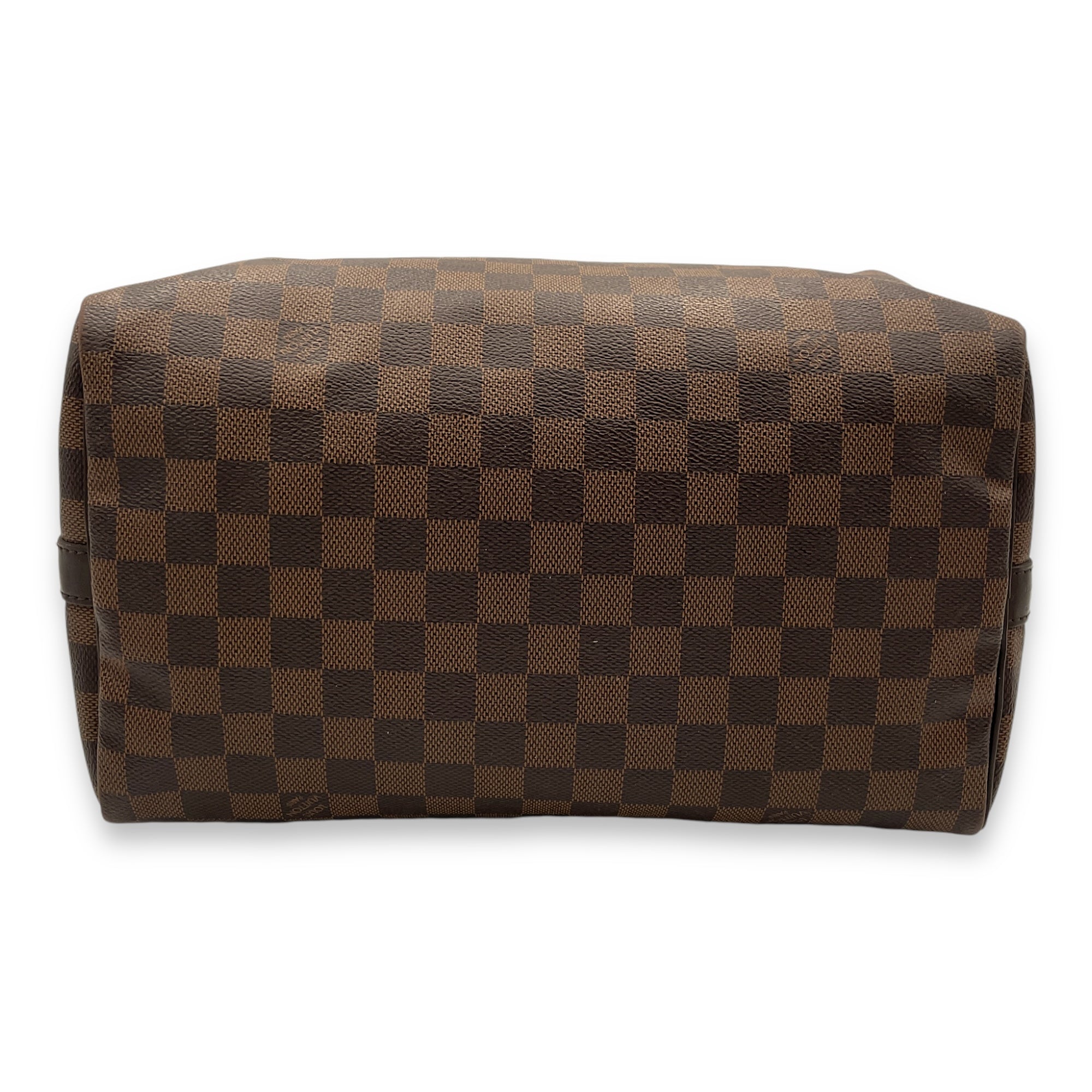 Speedy Bandouliere 30 Damier Ebene Top Handle Bag in Coated Canvas, Gold hardware