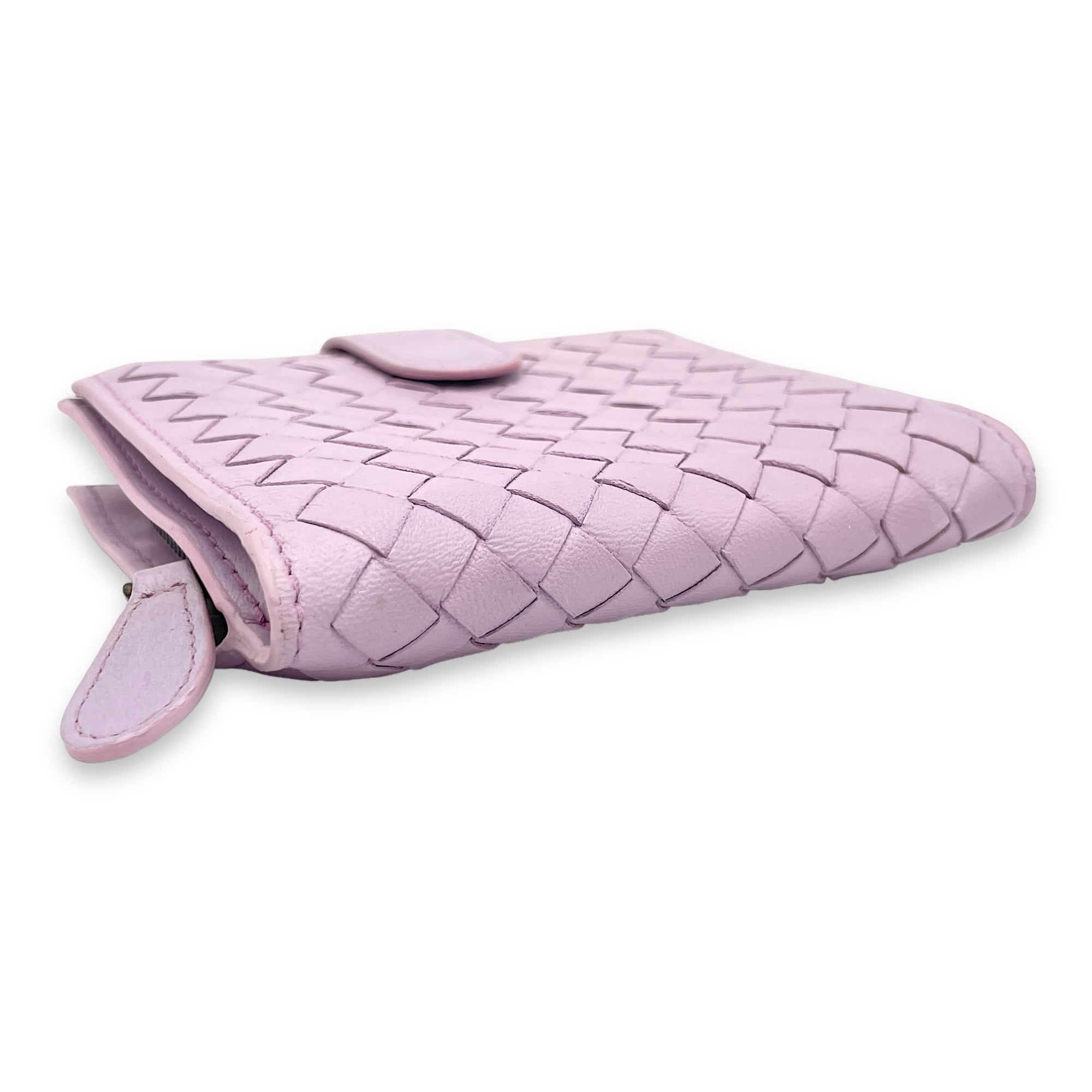 Intrecciato Purple Wallet in Lambskin, Gunmetal hardware