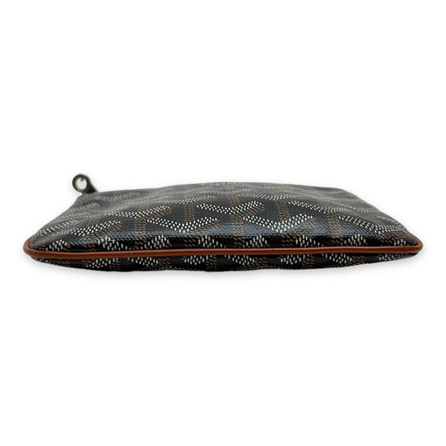 Senat Mini Brown Pouch in Coated Canvas, Silver hardware