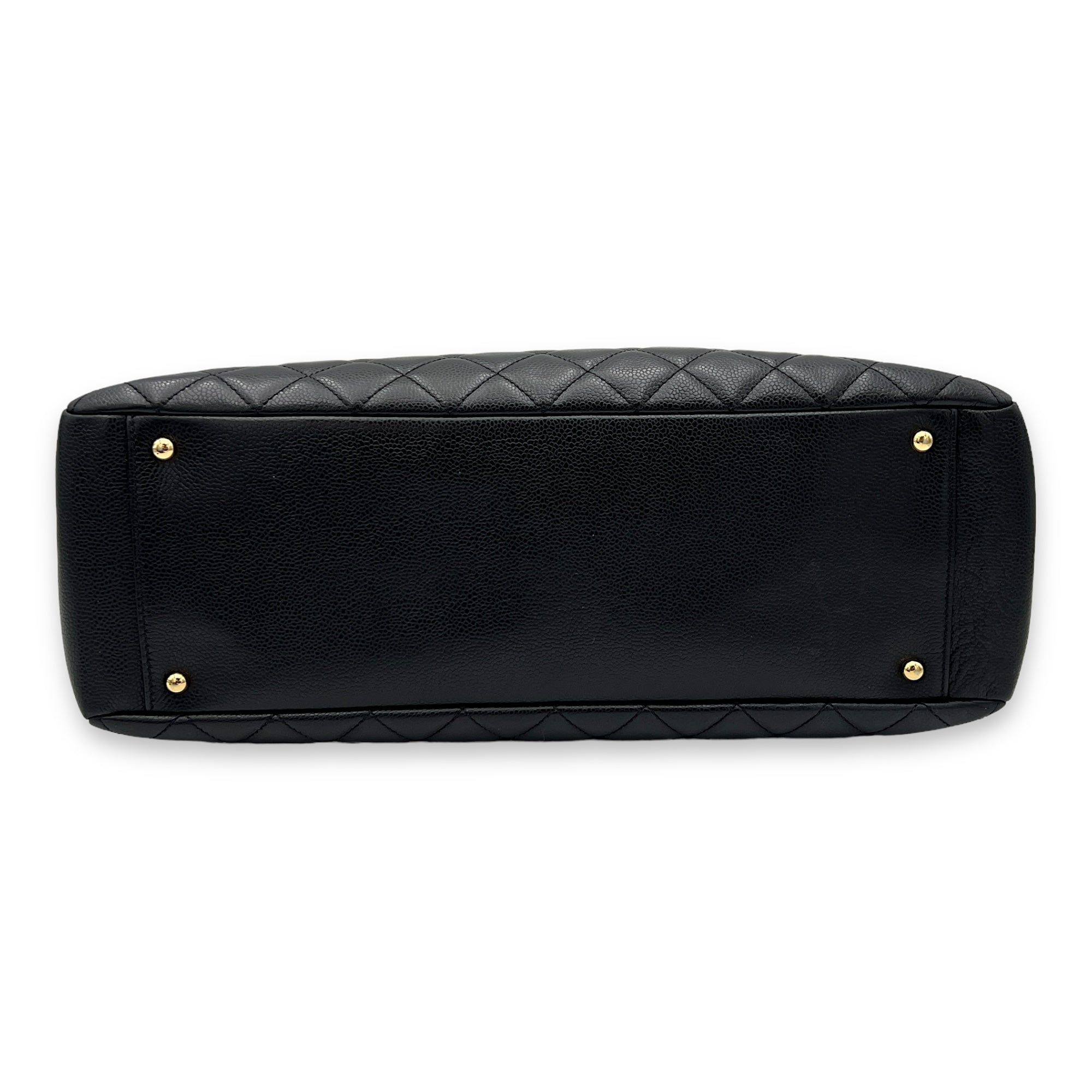 GST XL Black Shoulder Bag in Caviar Leather, Gold hardware