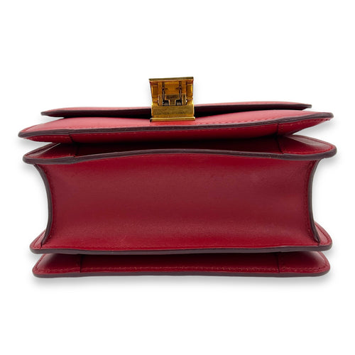 Box Small Red Shoulder Bag in Calfskin, Gold hardware